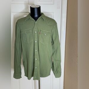 Levi's Men's Classic Western Standard Fit Shirt Clean Washed Green X Large​​​​